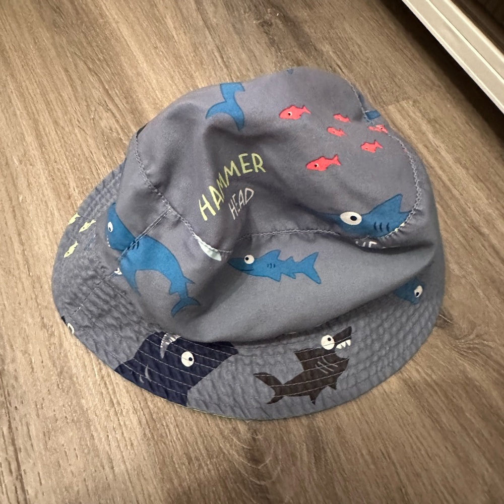 Kids Shark Print Bucket Hat - Gray